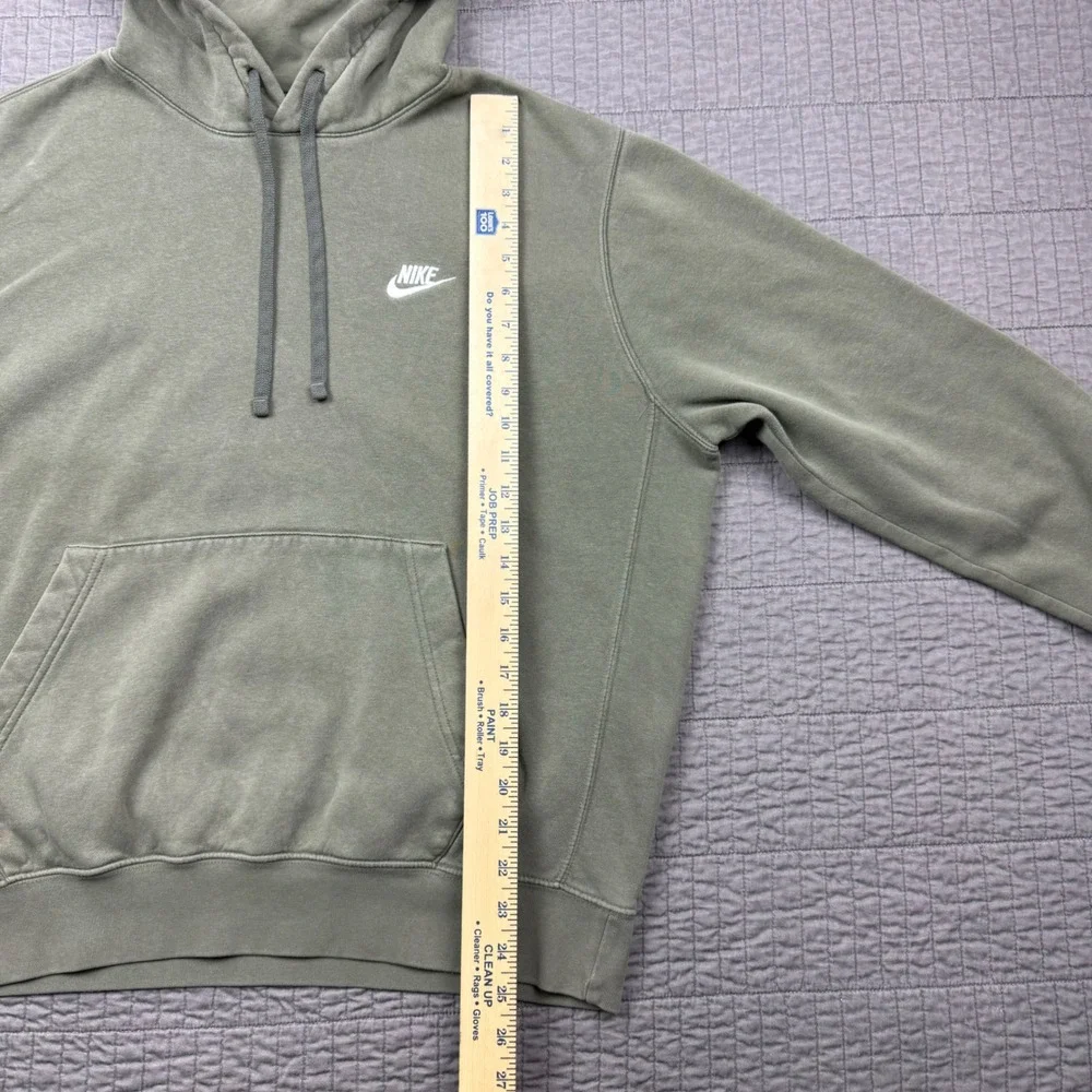Nike Hoodie Sweatshirt Men Medium Green Club Fleece Sportswear Casual Faded